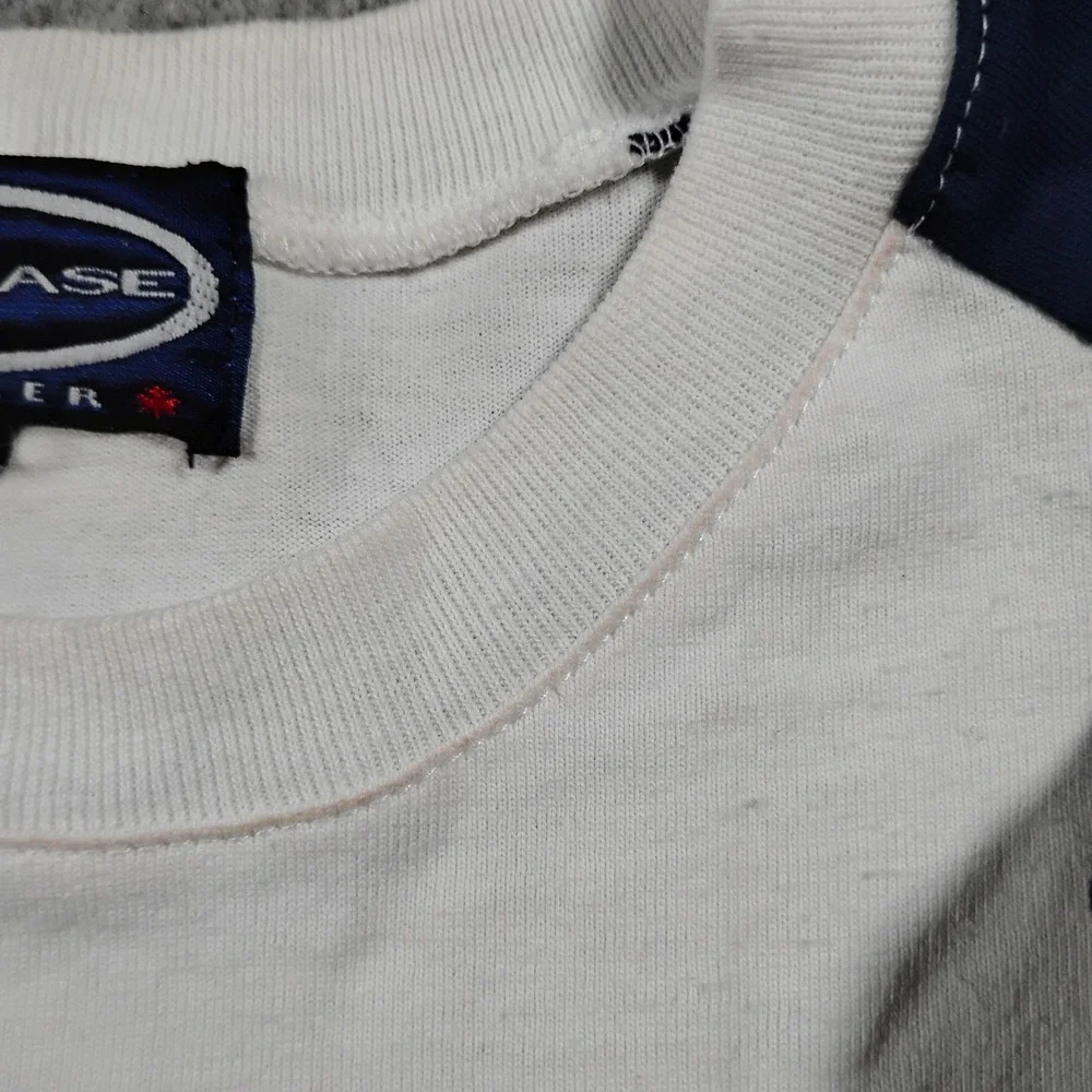 Showcase Whistler Snowboards Kids Raglan Long Sleeve Shirt White Blue Size M Y2K